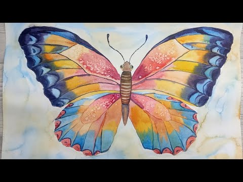 Видео: Как нарисовать БАБОЧКУ акварелью. Очень подробный урок.