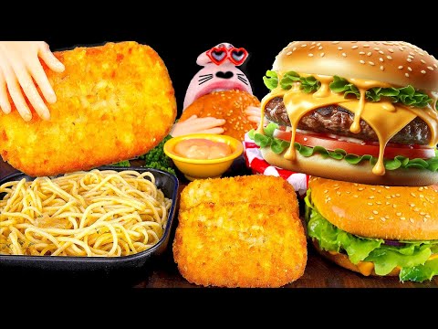 Видео: Паста Алио и Олио, чизбургер с говядиной, курица | REALMOTH АНИМАЦИЯ АСМР МУКБАНГ