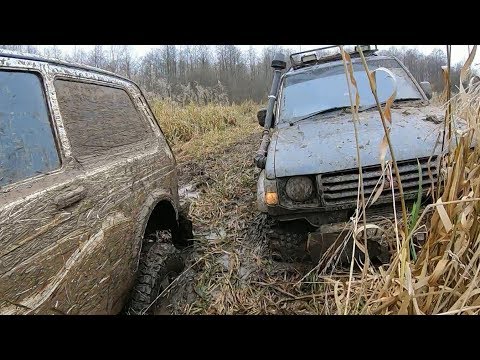 Видео: Нивы Паджеро УАЗ ЛуАЗ засели в болоте