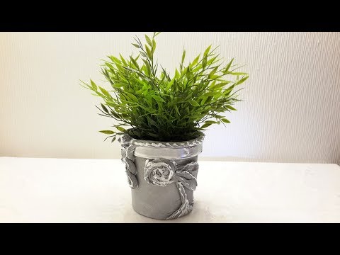 Видео: ЦВЕТОЧНЫЙ ГОРШОК ИЗ  МАЙОНЕЗНОЙ БАНКИ🌹🌹🌹 ....Flower pot from mayonnaise jar