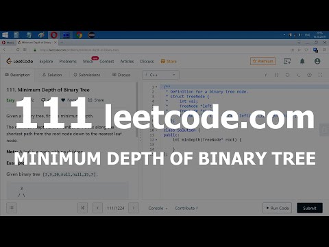 Видео: Разбор задачи 111 leetcode.com Minimum Depth of Binary Tree. Решение на C++