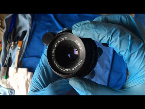 Видео: Carl Zeiss Jena Tessar 2.8/50 смазка и чистка.