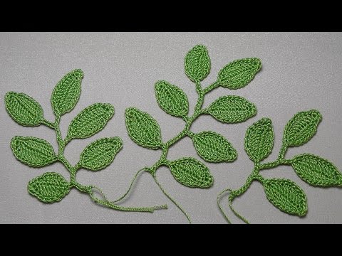 Видео: Вязание веточки листиков - урок вязания крючком - Crochet Leaf