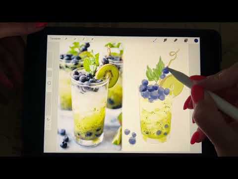 Видео: Акварель в Procreate - рисуем сочный коктейль