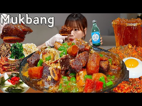 Видео: Sub)Real Mukbang- Легендарные тушеные говяжьи ребрышки 🍖 Морское ушко 🦪 Лапша 🍜 ASMR КОРЕЙСКАЯ ЕДА