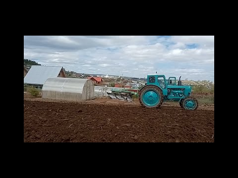 Видео: Трактор т-40 с польским плугом 3-30 и самодельной почвофрезой.