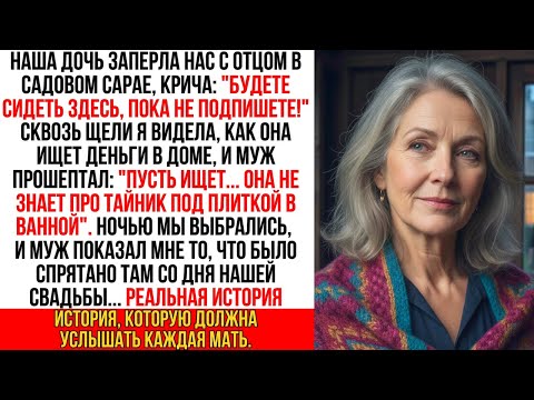 Видео: Наша дочь заперла нас в сарае, чтобы взять всё. Но муж прошептал «Я спрятал всё под плиткой в ванной