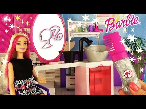 Видео: Салон красоты Барби Игровой набор Делаем прически ♥ Barbie Sparkle Style Salon