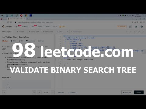 Видео: Разбор задачи 98 leetcode.com Validate Binary Search Tree. Решение на C++