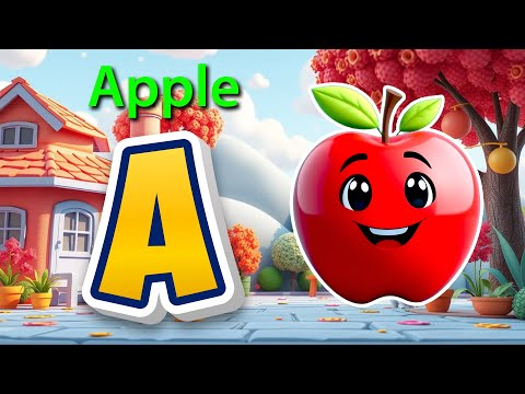 Видео: A для Apple A B C | Веселая песенка про алфавит для детей | Учим алфавит под музыку. Красочная 3D...