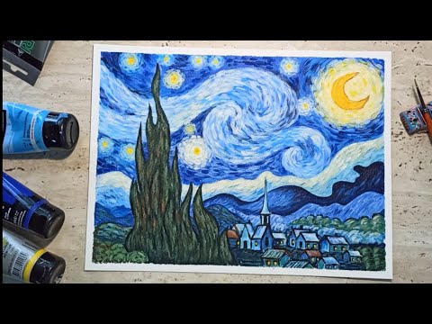 Видео: ЗВЕЗДНАЯ НОЧЬ 🌃КАК НАРИСОВАТЬ /АКРИЛ ! Мастер-класс