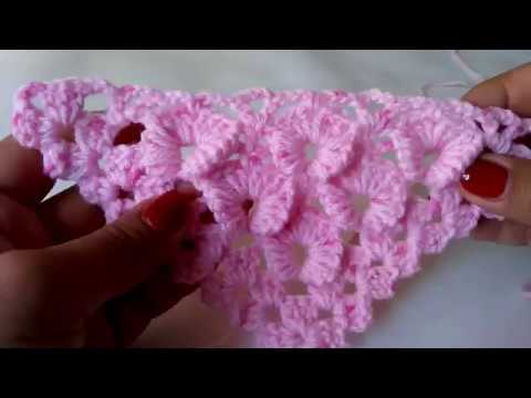 Видео: Красивый цветочный узор в 3Д для шалей и бактусов