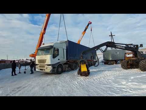 Видео: Авто краны разгрузили Большой контейнер
