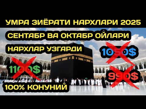 Видео: УМРА ЗИЁРАТИ НАРХЛАРИ 2025 // УМРАГА БОРИШ НАРХЛАРИ 2025 // УМРА 2025 // УМРА ЗИЁРАТИ НАРХИ 