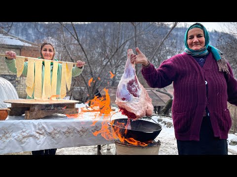 Видео: Приготовление Азербайджанских Хинкали Аришта В Далекой Деревне