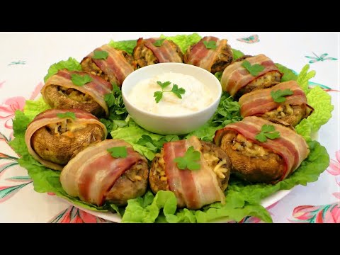 Видео: Сочные Фаршированные Шампиньоны. Вкуснота на праздничный стол!