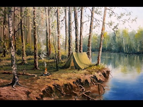 Видео: 🔝 ХуДоЖнИкИ | Живопись маслом | Рисуем вместе | Стоянка у реки | Александр Григорьев