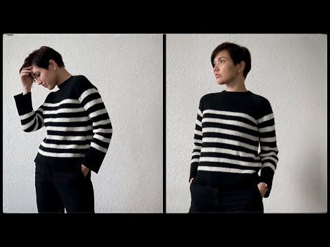 Видео: Смугастий светр гачком / лицьова гладь гачком / майстер клас / crochet sweater