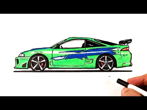 Видео: Как нарисовать Митсубиси Эклипс