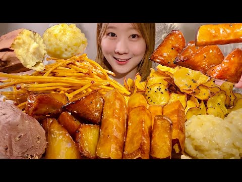 Видео: ASMR японский сладкий картофельный десер【русские субтитры】【Mukbang/ Eating Sounds】