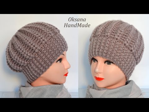 Видео: Теплая Шапка или Берет крючком. Мастер класс. Crocheted hat