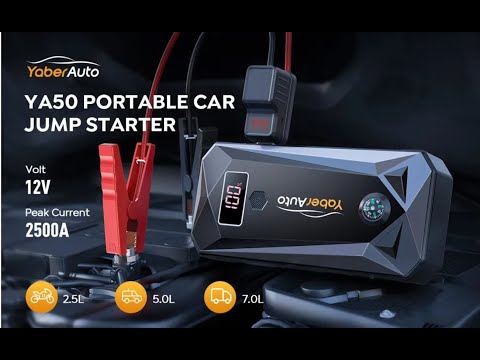 Видео: Пусковое устройство для авто 8,0л/6,0л, стандартный бустер Yaber YA40 Jump Starter-8