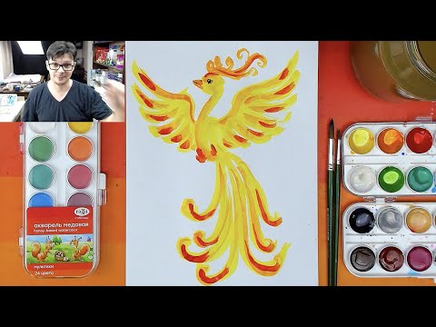 Видео: Как нарисовать Жар Птицу - урок рисования рисуем сказку