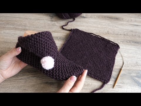 Видео: Следки из квадратов спицами | Square slippers knitting pattern