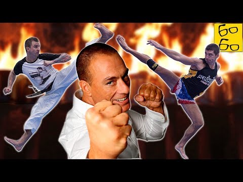 Видео: Бить как Ван Дамм! Вертушка в прыжке — крутой удар ногой из кино (Антон Шаманин и Виталий Дунец)