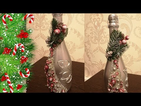 Видео: Новогодний декупаж бутылки шампанского с символом 2020г
