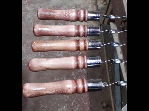 Видео: Ручки для шампуров,,как выточить,как насадить.