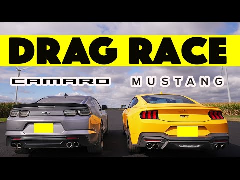 Видео: Ford Mustang GT 2024 года против Chevy Camaro: близко, но не близко. Гонка Drag-n-Roll.