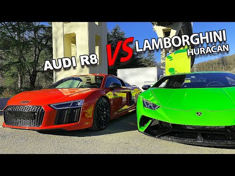 Видео: 640 л/с Lamborghini Huracán VS 610 л/с Audi R8. Обзор от Кахи