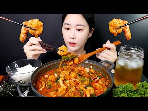 Видео: Мукбанг Острый Суп из Говяжьей Кишки, Креветок и Осьминога Real Sound MUKBANG | ASMR | EATING SOUND