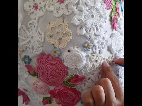 Видео: Нерегулярная сетка крючком в ирландском кружеве, сборка на манекене ч.1