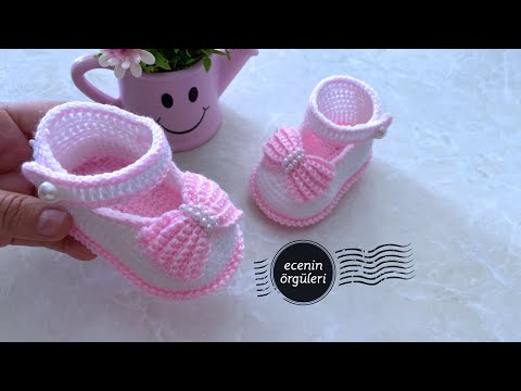Видео: Обувь для малышей Вязание крючком с бантом / на 3-6 месяцев