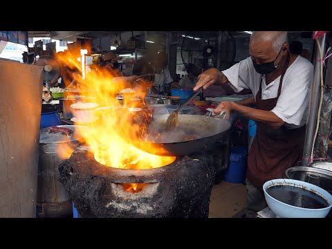 Видео: сильный огонь! жареная лапша дедушки вок - малайзийская уличная еда