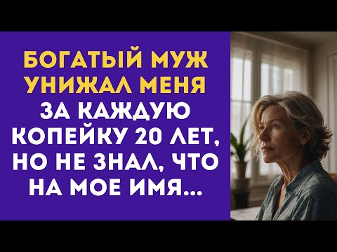Видео: БОГАТЫЙ муж УНИЖАЛ меня за каждую копейку 20 ЛЕТ, но не знал, что записано на мое имя...