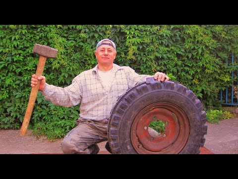 Видео: Разбортировка колеса культиватора КПС 4.2  вручную с помощью уголков, молота и монтировки.