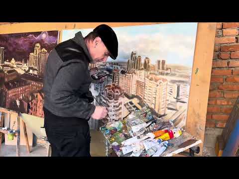 Видео: 3-этап. Город Воинской Славы Грозный, масло/ холст 100 на 140 см. Зилавди Яшуркаев.