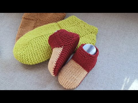 Видео: Авторские домашние тапочки следки / Любой размер / На двух спицах без шва