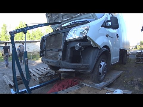 Видео: Кран для снятия двигателя. Поддон Газель Некст Cummins