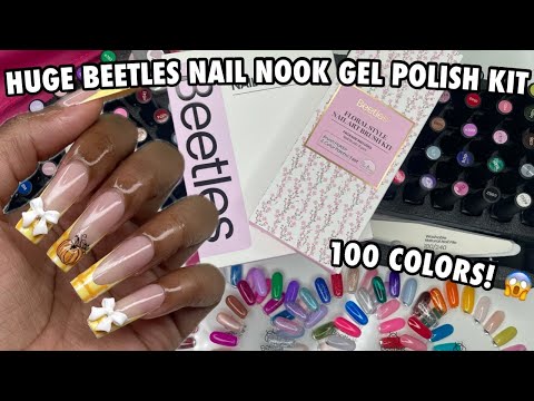 Видео: Набор гель-лаков для ногтей Trying Beetles 100 Color Nail Nook | Ногти в осеннюю клетку | Лучший ...