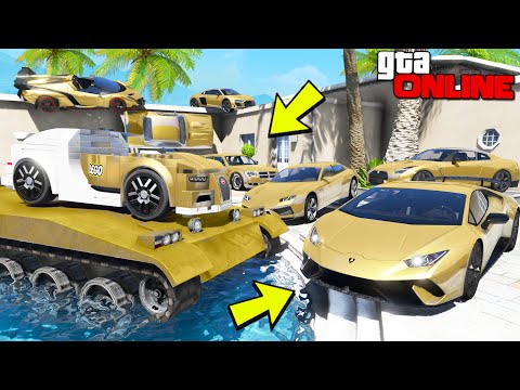 Видео: УГНАЛ КУЧУ ЗОЛОТЫХ ЧИТ ТАЧЕК И ОГРОМНЫЙ ТАНК ЗА 180 СЕКУНД! БИТВА ВОРОВ В ГТА 5!