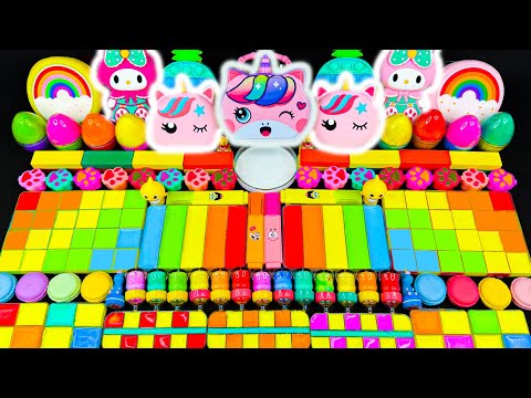 Видео: ASMR слайм 🌈 Радужный единорог Май Мелоди, глина, макияж, блёстки | Смешиваем случайные вещи в слайм