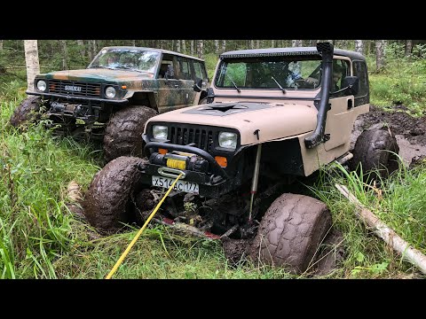 Видео: Patrol 42, Wrangler 44 и Samurai 54! Все это на нашей первой трассе)