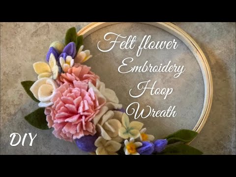 Видео: [Вышивка обручем венка] [Урок из войлока с цветком]