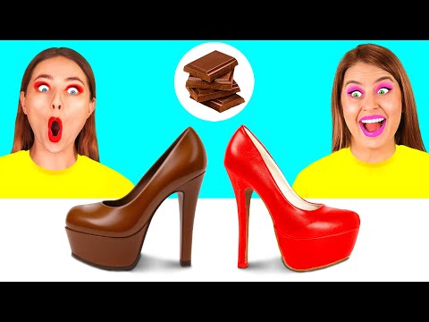 Видео: Челлендж. Шоколадная Еда vs Настоящая еда | Смешные Челленджи с Едой от BaRaDa Challenge