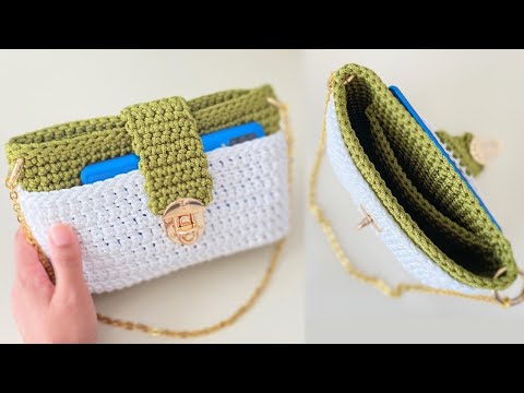 Видео: Вязаная сумка с внутренним карманом и передним карманом для мобильного телефона