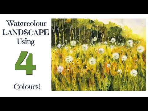 Видео: Нет маскирующей жидкости? Не проблема! Урок по рисованию одуванчиков акварелью // 4 цвета